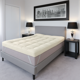 Bamboo Mattress Topper 10cm Extra Thick Orthopaedic Mattress Virgin Hollow Fiber Filled Super Soft & Comfort, Hypoallergenic, Box Stitch 4 Elastic Straps Bed Topper