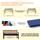 Crescent Textile 100% Waterproof Garden Bench Cushion 2/3/4 Seater Outdoor Long Bench Seat Pad for Lawn & Garden, Patio, Office, Coffee Shop with Removable Cover