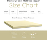 Memory Foam Mattress Topper to Fit UK Standard Single, 4ft, Double, King Size Bed In 1", 2" Thicknesses Soft & Comfy Mattress Topper