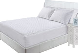 100% Pure Poly-Cotton Quilted Fitted Mattress Protector, Noise-Free Bedding Stretches Up to 30 cm/11 Inches Deep - Mattress Topper